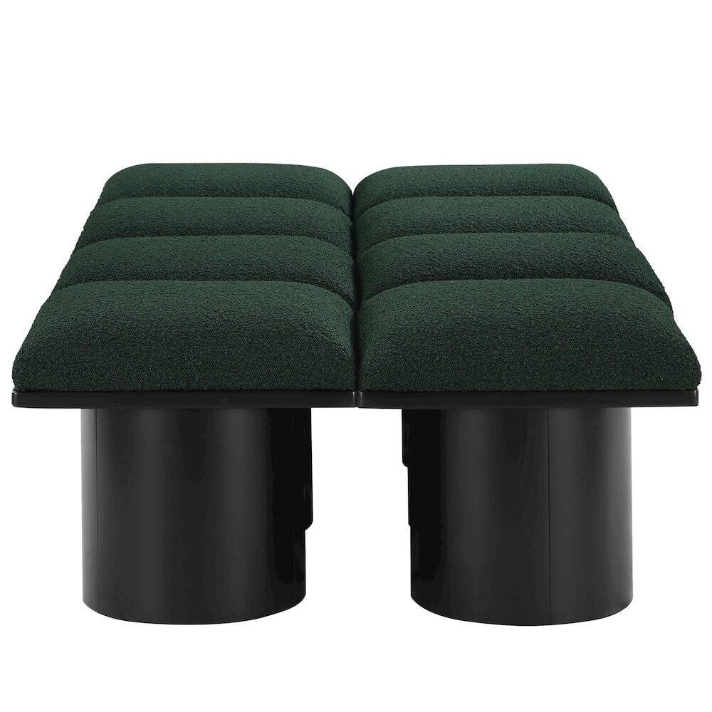 Left. Meridian Furniture - Pavilion Green Boucle Fabric Bench - Green Boucle Fabric.