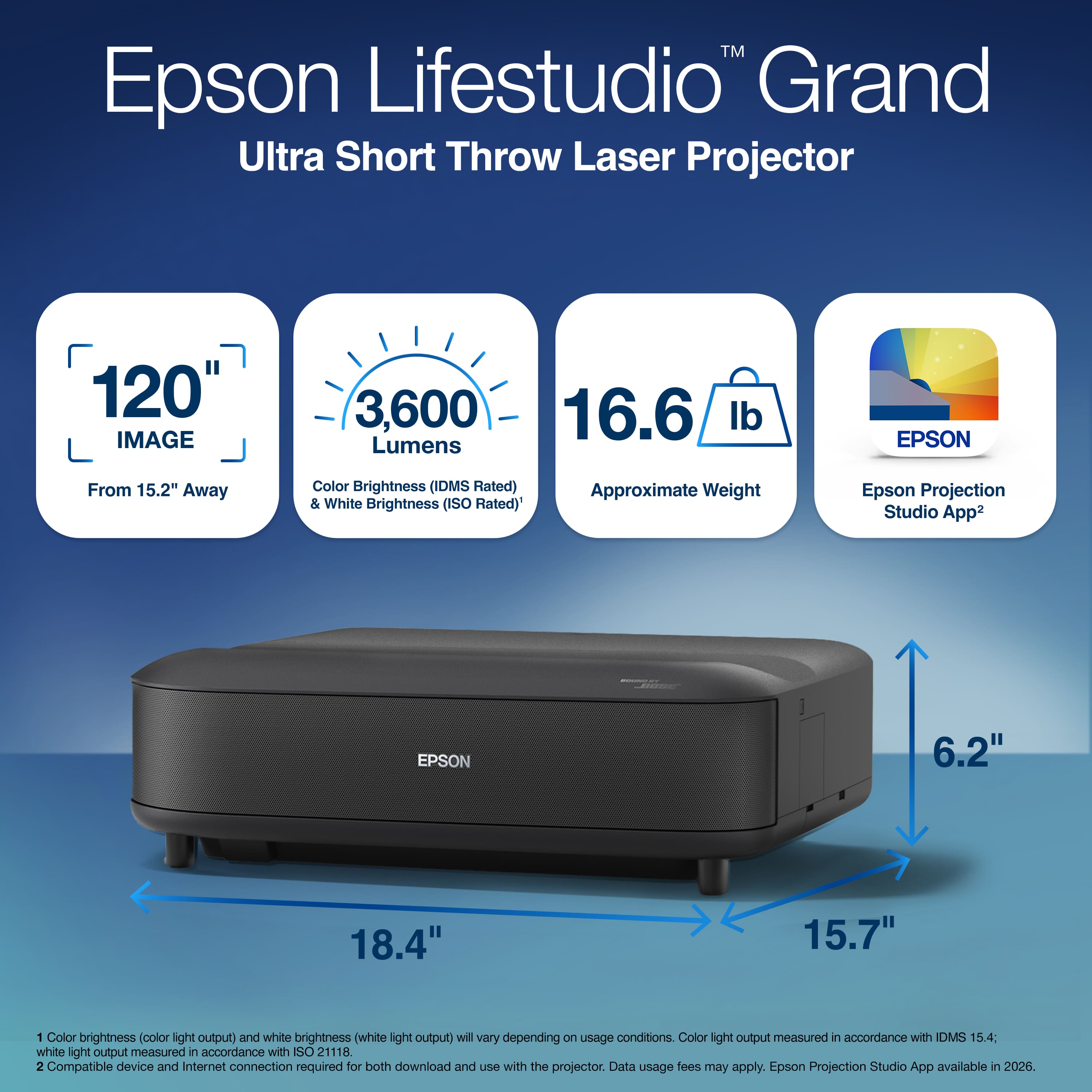 Epson Lifestudio Grand 4K PRO UHD Ultra Short Throw Smart