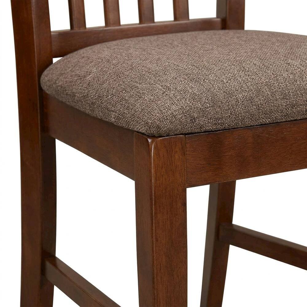 Back. FurniFact - Wood Round Pedestal Dining Table & Chairs 5-Piece Set - Mahogany.