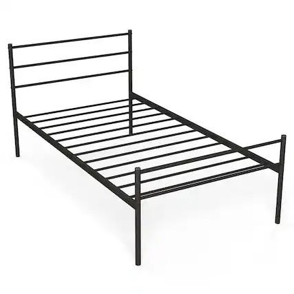 Front. Costway - Costway Twin Metal Bed Frame Mattress Foundation No Box Spring Needed - Black.