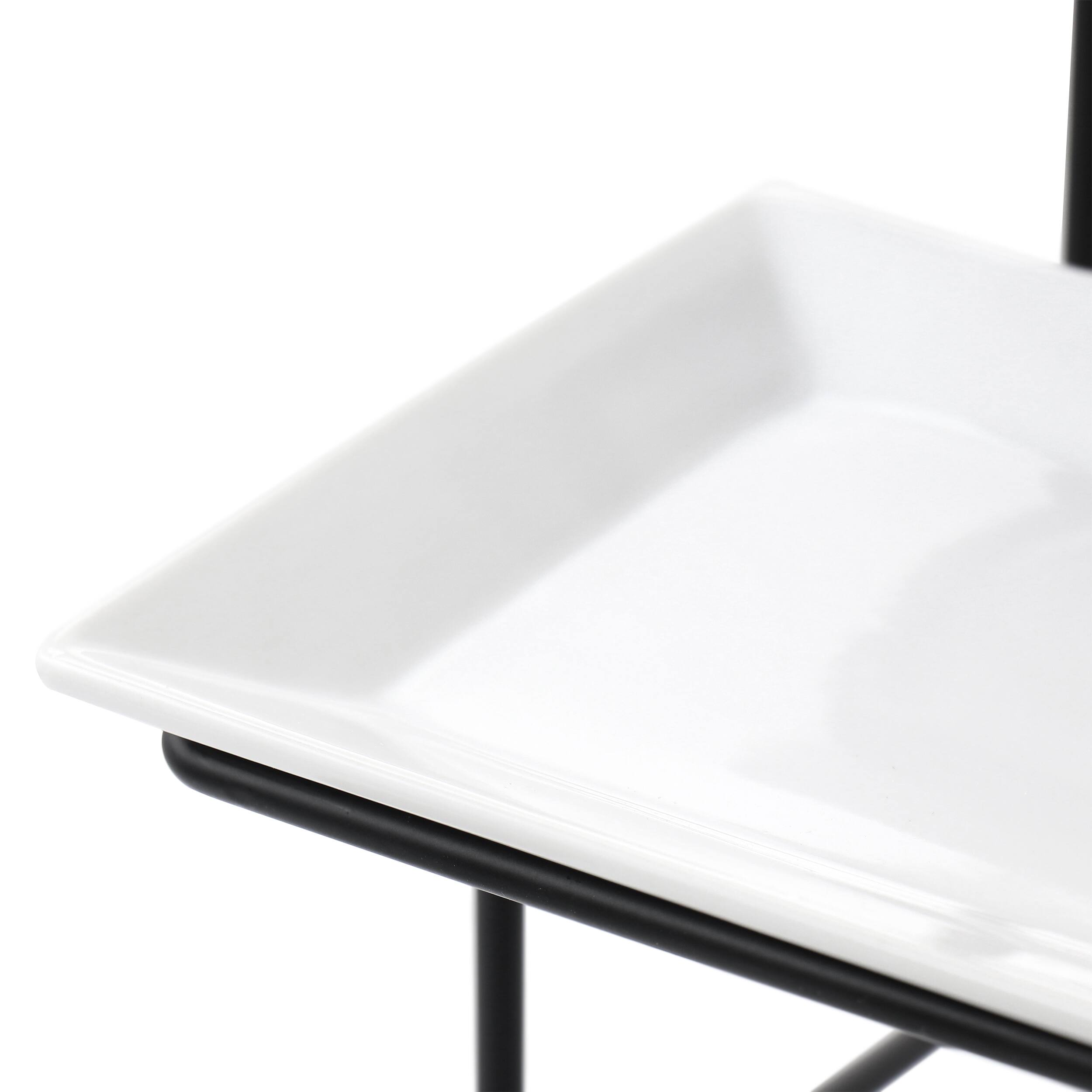 Alt View 5. Elama - Elama 3 Tier Rectangular Plate Porcelain Serveware Set - White.