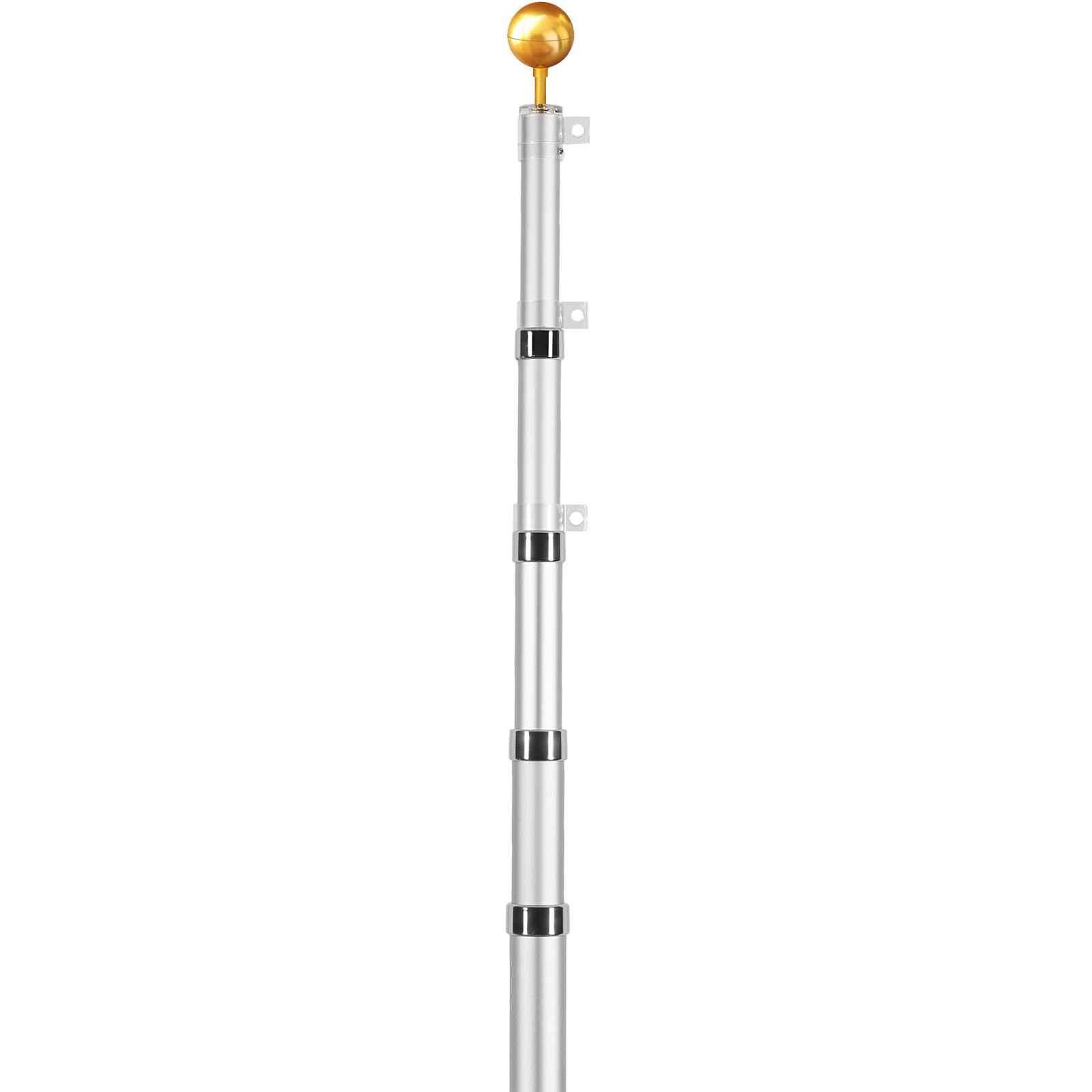 Alt View 5. VEVOR - 25FT Telescoping Flag pole Kit, Heavy Duty Aluminum Alloy in Ground Flag Poles for Outside, 3 Display Modes Flagpole - Silver.