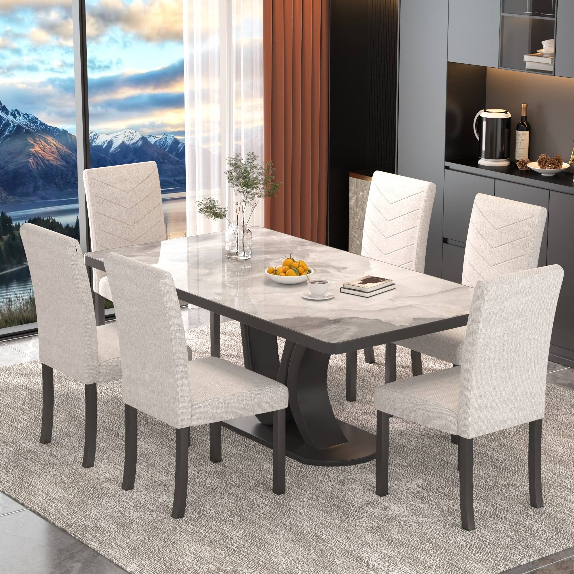 Alt View 6. Vecelo - Modern Parsons Chairs Set of 2 - High Back Ergonomic, Linen Upholstery, 260lb Capacity, Quick Assembly - Beige.