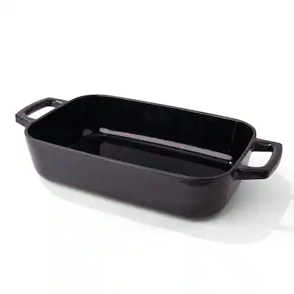 Front. Alva - Alva Nori Enameled Cast Iron Roasting Pan 12x8" - Oven Safe and Toxin-Free Cookware - Black.