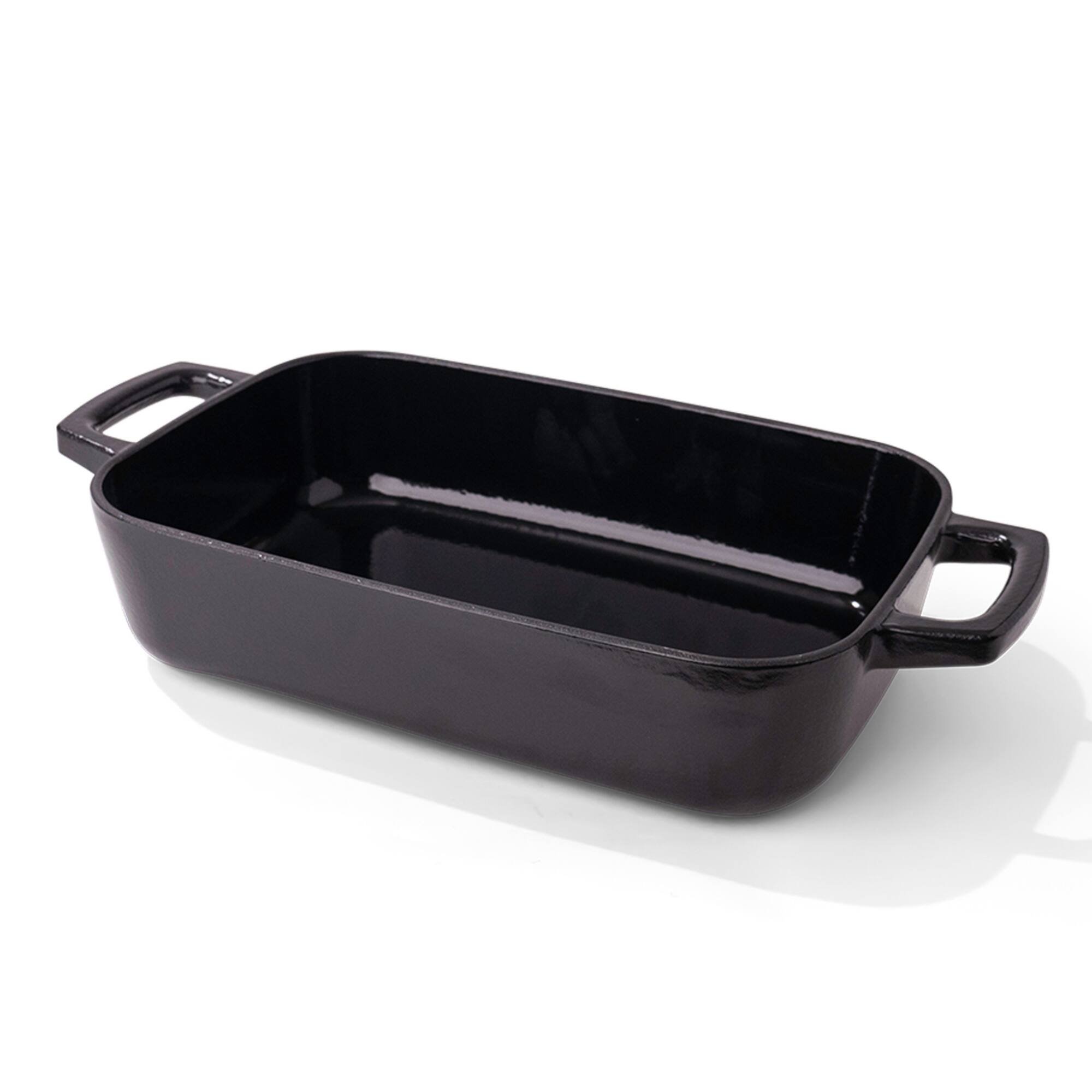 Alva - Nori Enameled Cast Iron Roasting Pan 12x8" - Oven Safe and Toxin-Free Cookware - Black