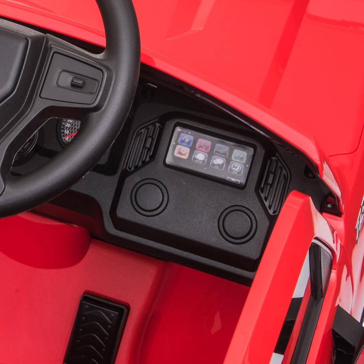 Alt View 4. GARVEE - Licensed Chevrolet Silverado 12V Electric Ride-on Car Truck w/Parent Remote Control, Bluetooth Speaker - Red.