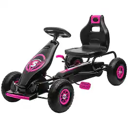 Aosom - Pedal Go Kart Kids Ride-on Toy with Tough, Wear-Resistant Tread for Boys & Girls