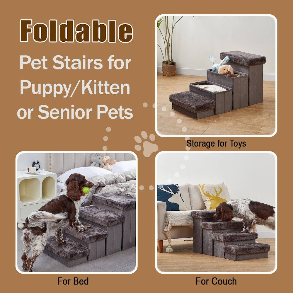 Foldable Pet Stairs for Puppy/Kitten or Senior Pets

Storage for Toys

For Bed

For Couch
