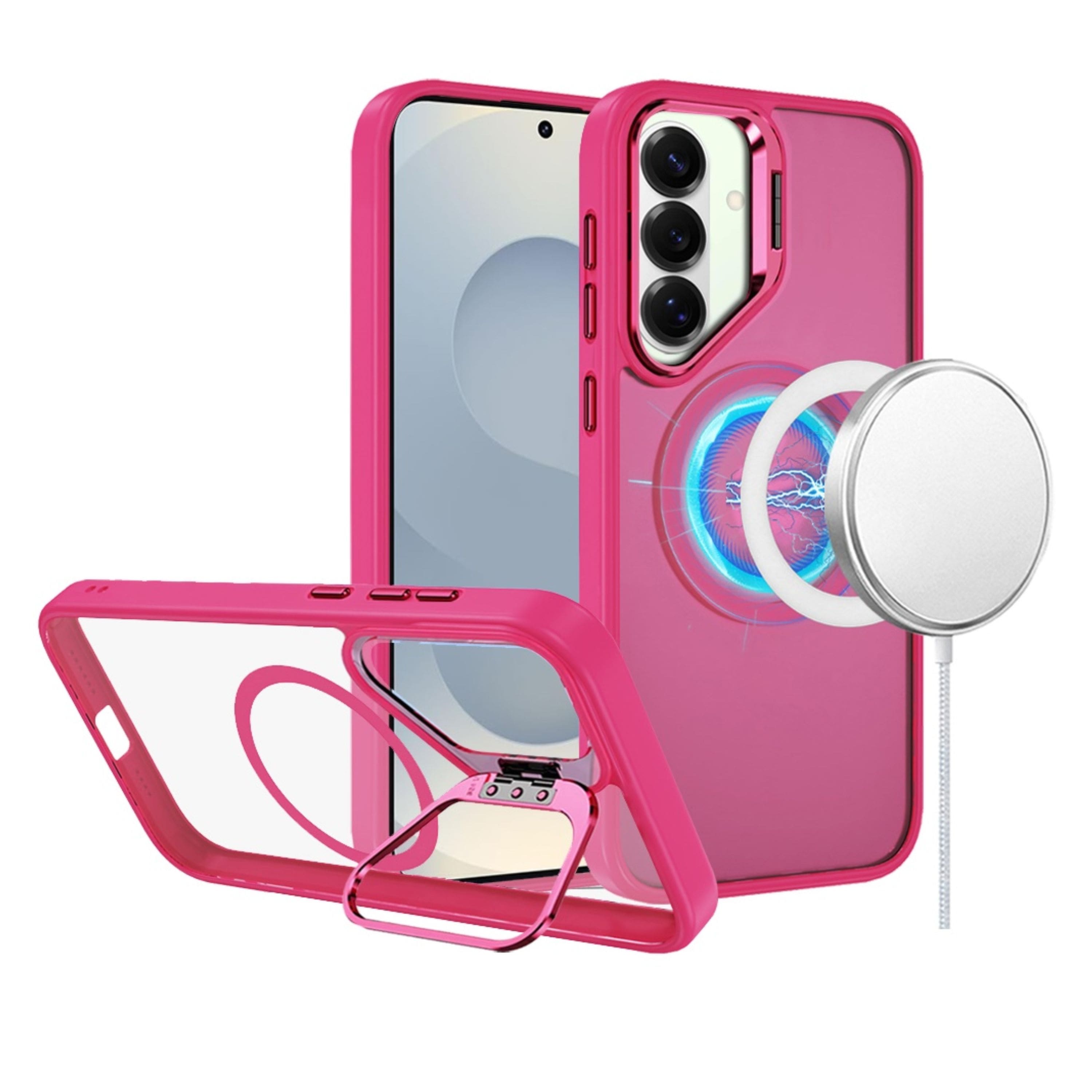 Kitcheniva - Magnetic Circle Camera Lens Stand Phone Case With Tempered Glass For Samsung Galaxy S26+ Plus - Hot Pink price history on PriceWatchPro