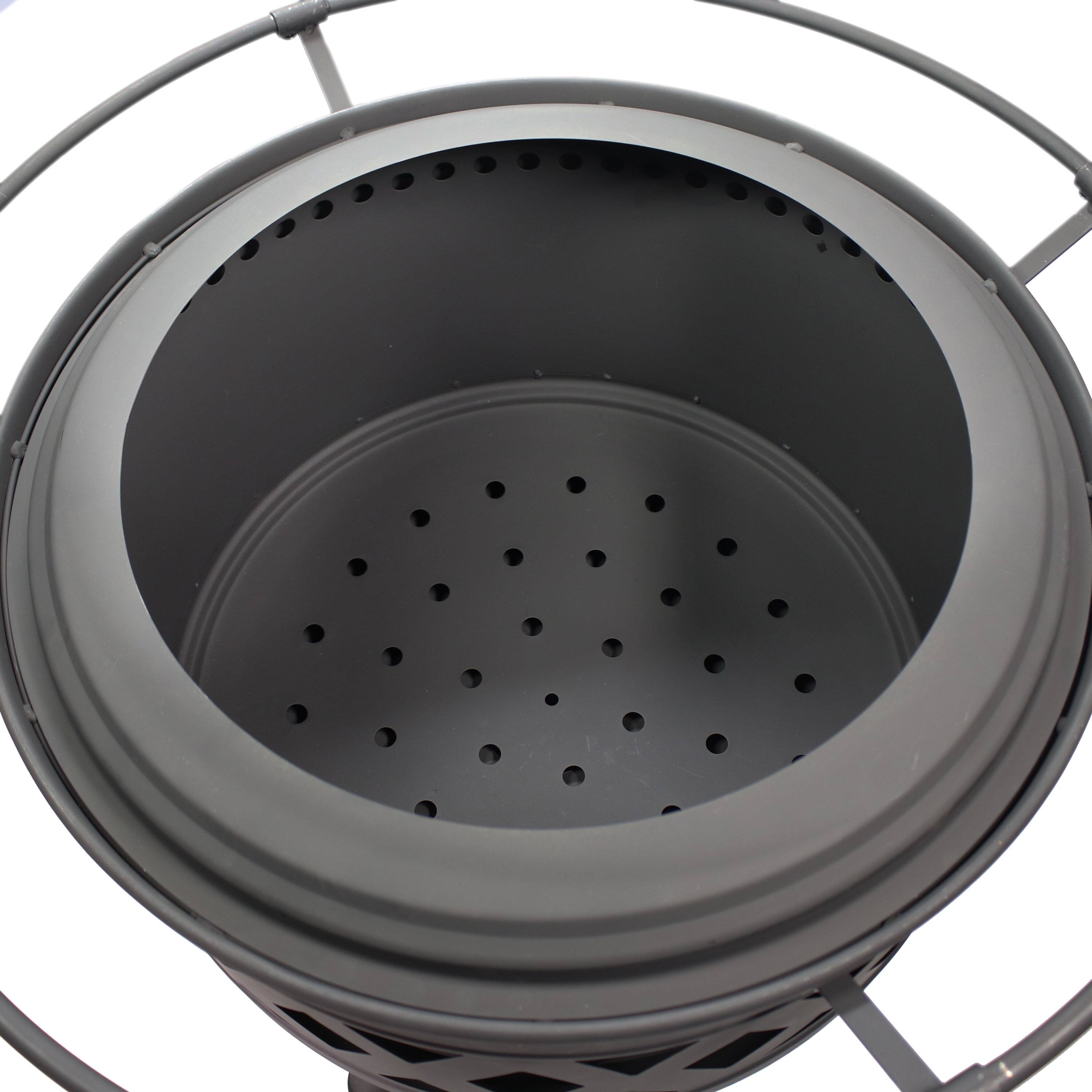 Alt View 5. Sunnydaze - 30 in Crossweave Smokeless Wood-Burning Fire Pit with Poker - Black.