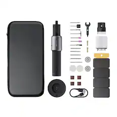 Front. HOTO - 35-in-1 Rotary Tool Kit, Cordless Mini Rotary Tool, 5 Speed 25000RPM, LED, USB-C Charging Base, Nail Grinder, Shield - Black.