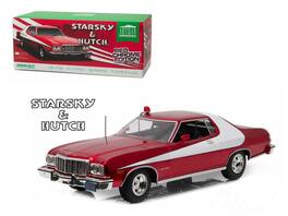 1976 Ford Gran Torino "Starsky and Hutch" Chrome Edition (TV Series 1975-79) 1/18 Diecast Model Car by Greenlight - Red