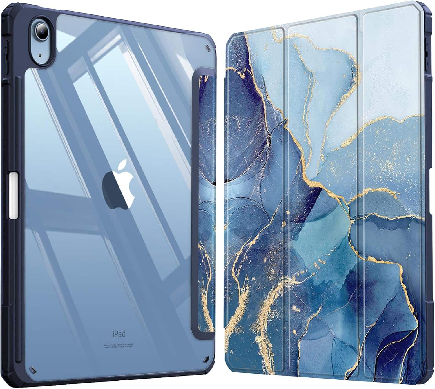 Fintie - Clear Case for iPad (A16) 11-inch 2025 and iPad 10th Gen 10.9 Inch 2022, Shockproof Cover with Transparent Back Shell - Ocean Marble
