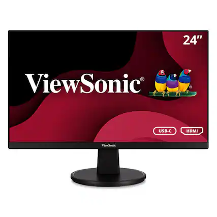Front. ViewSonic - VA2447-MHU 23.8" LCD FHD Monitor (DisplayPort VGA, HDMI) - Black.