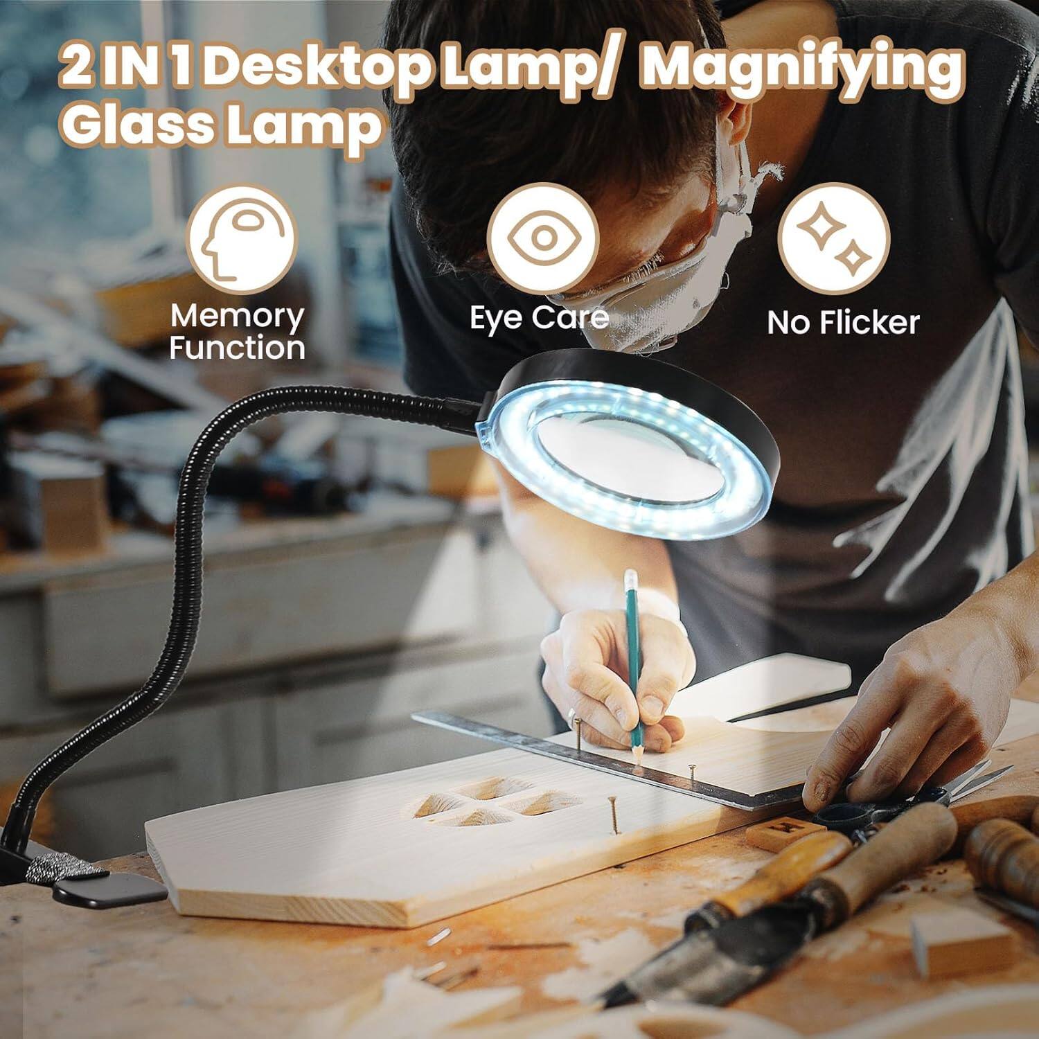 2 IN 1 Desktop Lamp / Magnifying Glass Lamp

- Memory Function
- Eye Care
- No Flicker