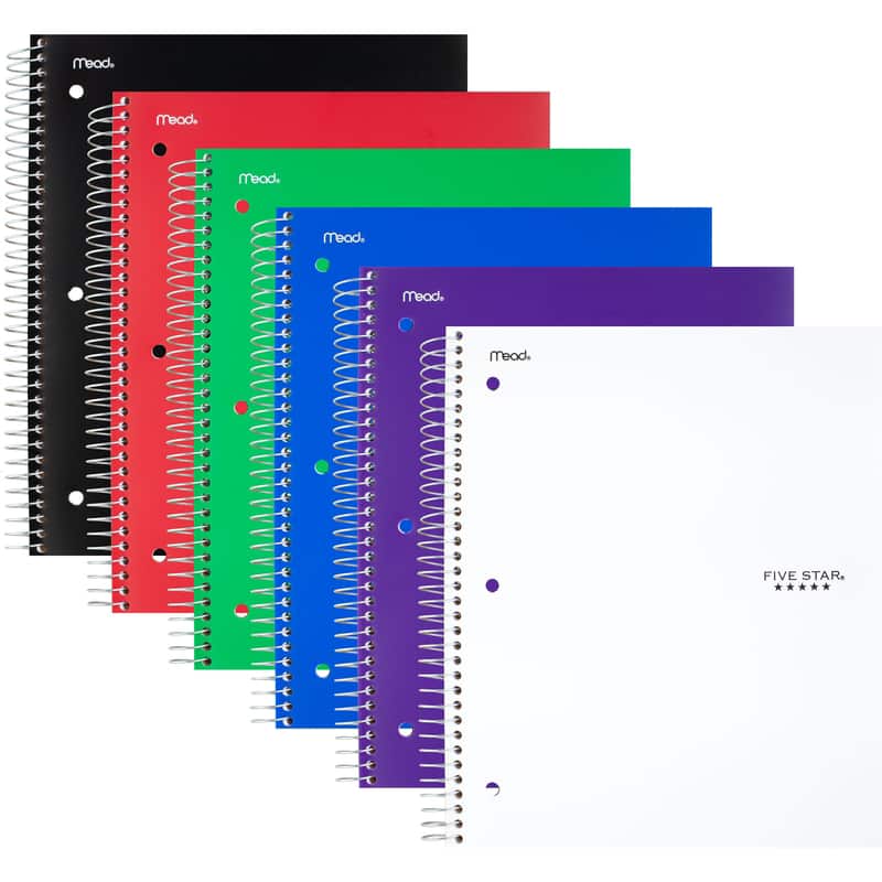 Five Star - 8.5 in. W X 11 in. L Spiral Assorted Notebook