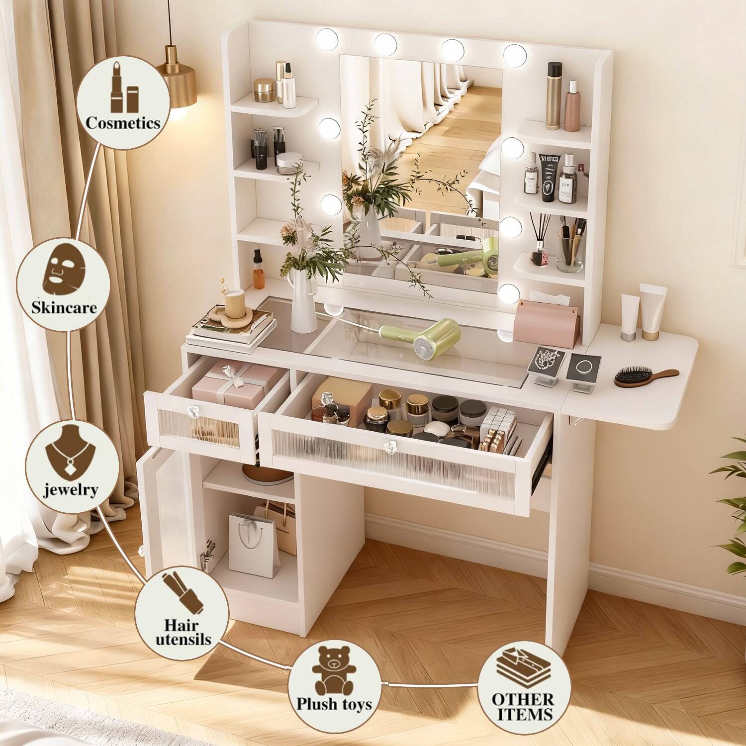 Cosmetics  
Skincare  
Jewelry  
Hair utensils  
Plush toys  
Other items