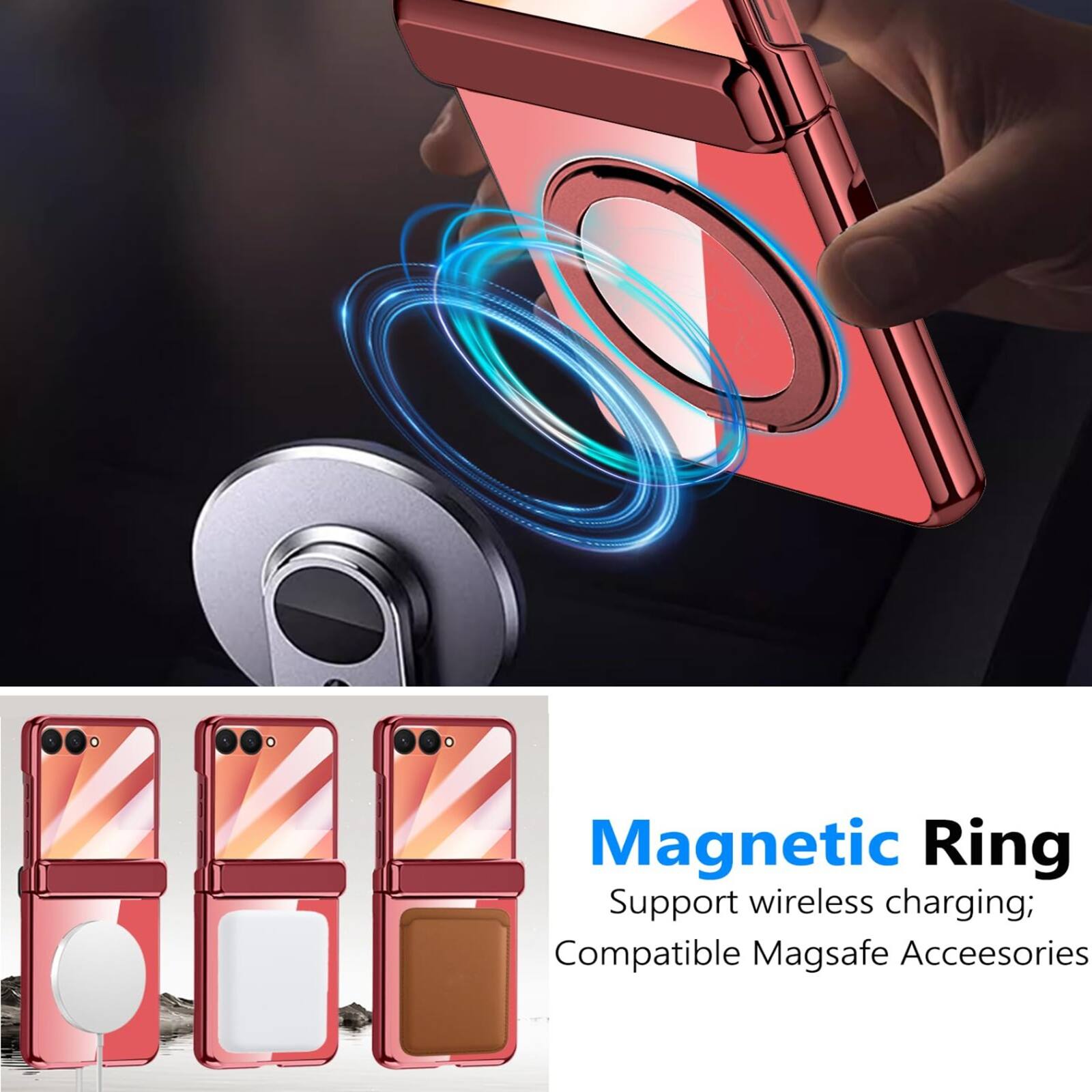 Magnetic Ring  
Support wireless charging;  
Compatible Magsafe Accessories