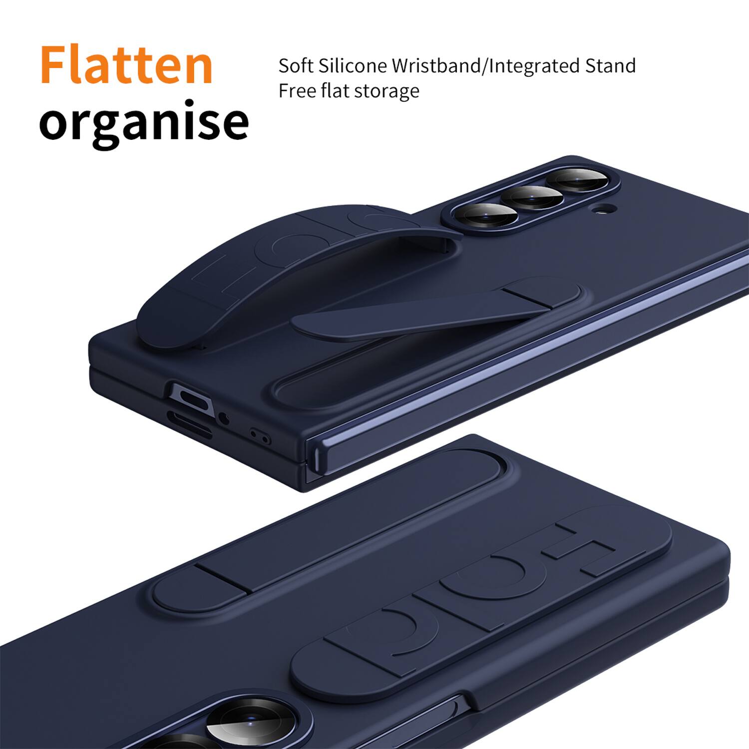 Flatten organise

Soft Silicone Wristband/Integrated Stand
Free flat storage