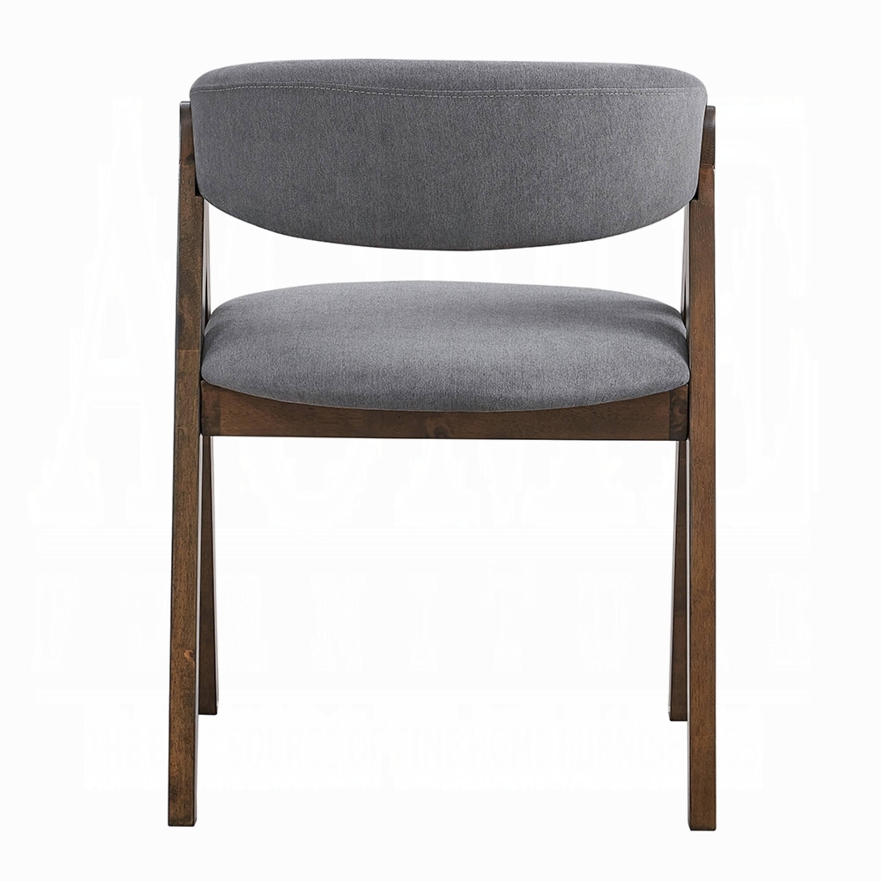 Alt View 2. Manhattan Lane - Koko Side Dining Chair Set of 2, Gray Padded Seat and Back - Walnut Brown, Gray.