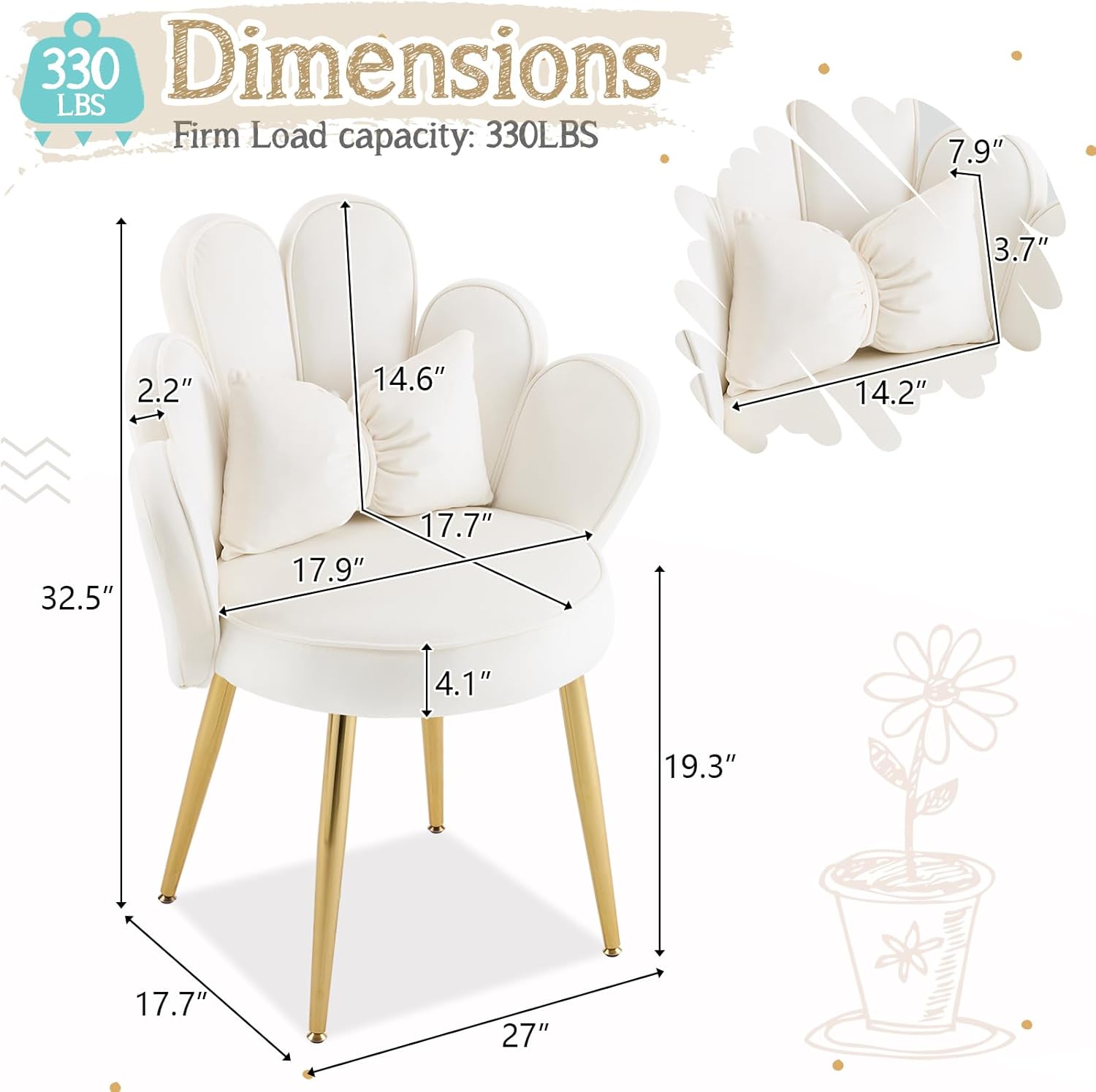 330 LBS  
Dimensions:  
- 7.9"  
- 3.7"  
- 2.2"  
- 14.6"  
- 14.2"  
- 32.5"  
- 17.9"  
- 17.7"  
- 4.1"  
- 19.3"  
- 17.7"  
- 27"