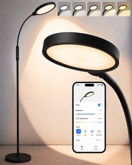 Morfone - LED Full Spectrum Therapy Lamp APP Controlled Happy Light High CRI Floor Lamp with 10 Brightness Levels UV Free - White