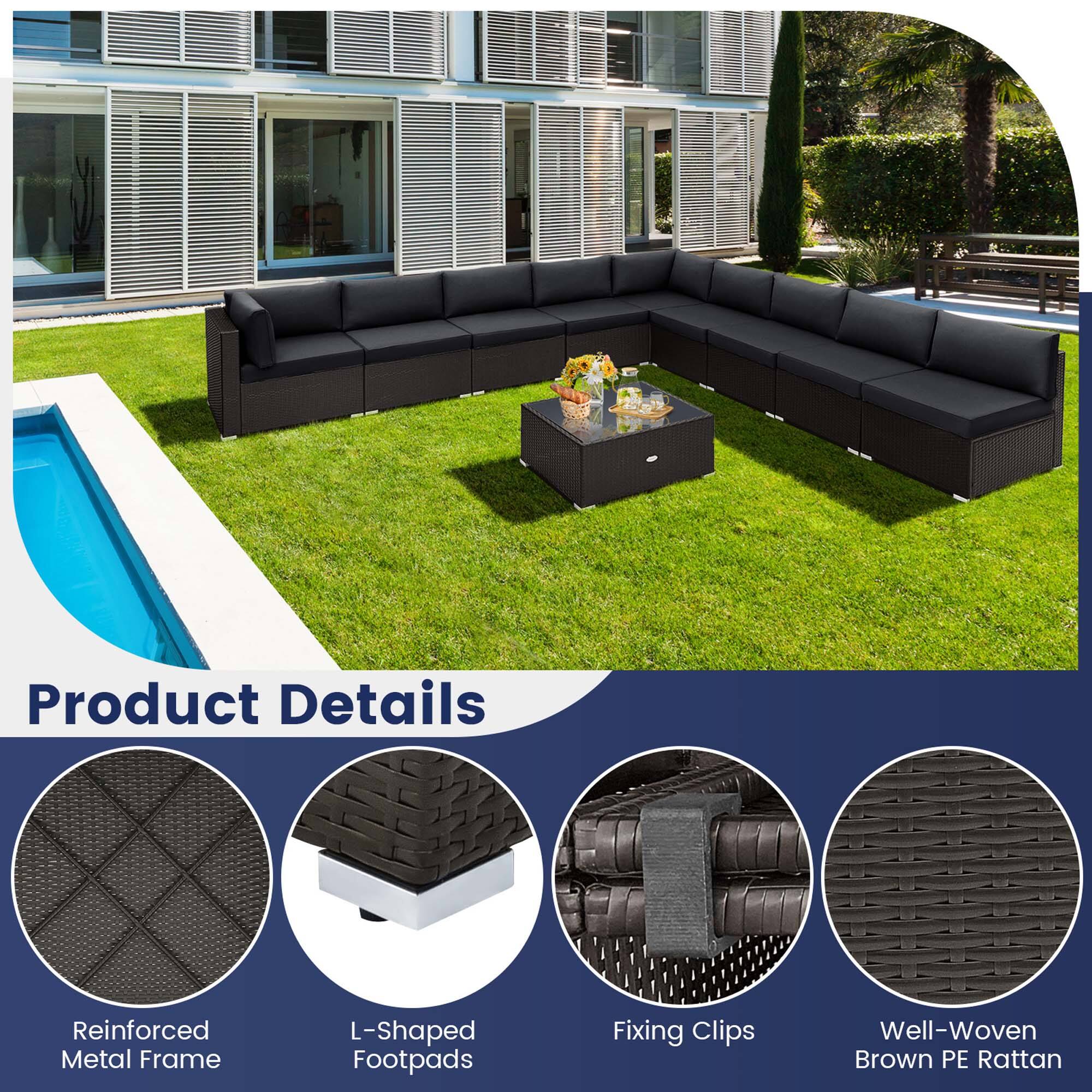 Product Details

- Reinforced Metal Frame
- L-Shaped Footpads
- Fixing Clips
- Well-Woven Brown PE Rattan