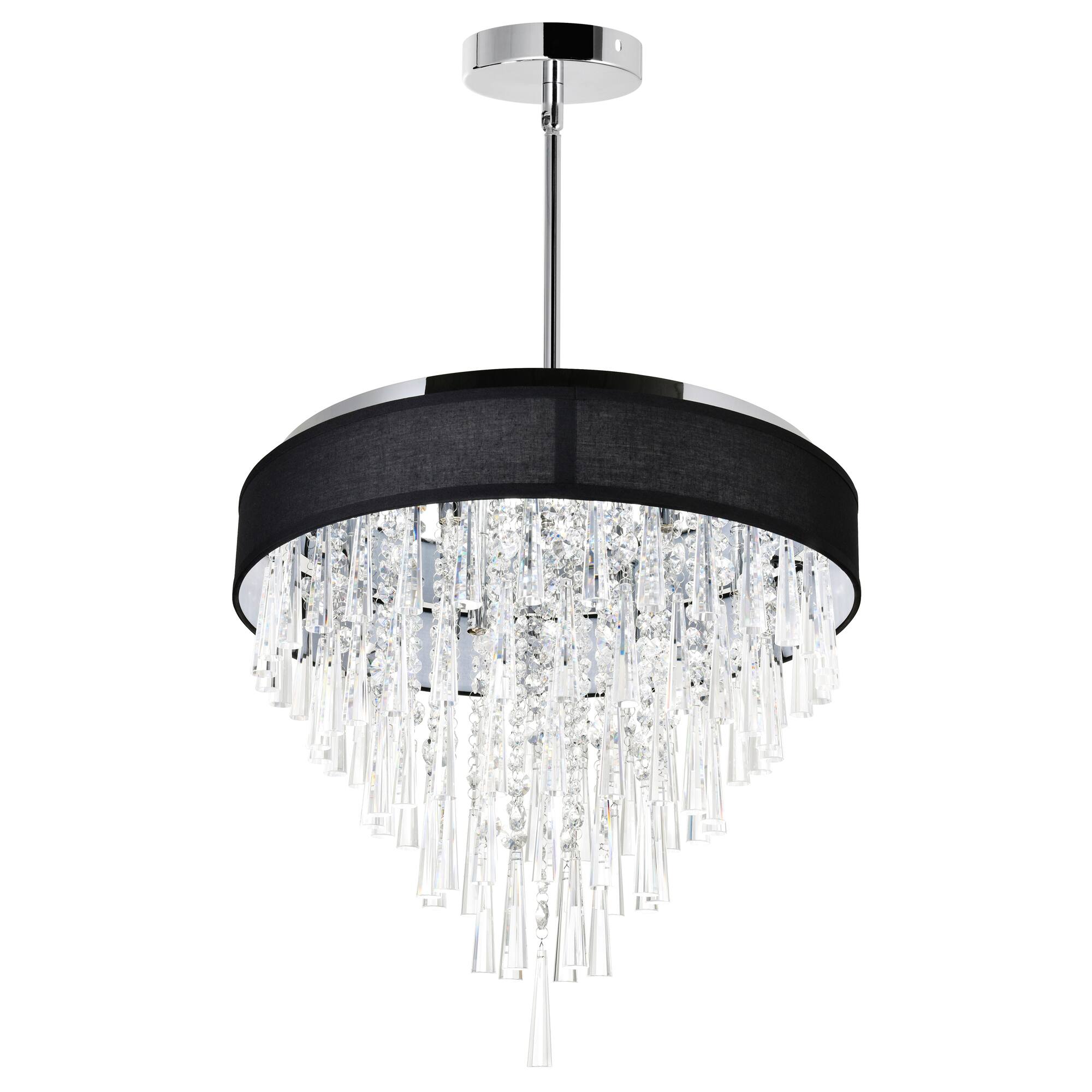 Alt View 4. CWI Lighting - Franca 8 Light Drum Shade Chandelier With Chrome Finish - Black.