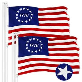G128 - 2-Pack Betsy Ross 1776 Flag, 6 x 10 ft, Embroidered 300D Polyester - Assorted Colors