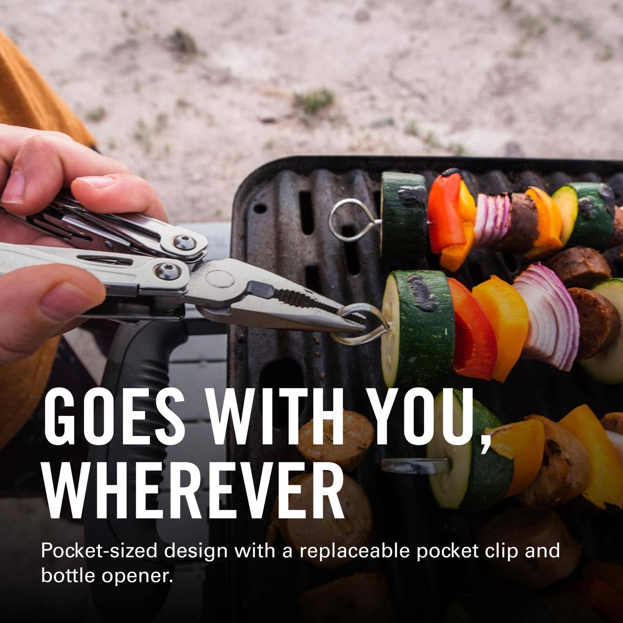 GOES WITH YOU, WHEREVER  
Pocket-sized design with a replaceable pocket clip and bottle opener.