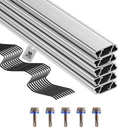 VEVOR - Greenhouse Spring Wire and Lock Channel, 10 Packs 6.56 ft PVC-Coated Wiggle Wire & Aluminum Alloy Channel Bundle Kit - Silver