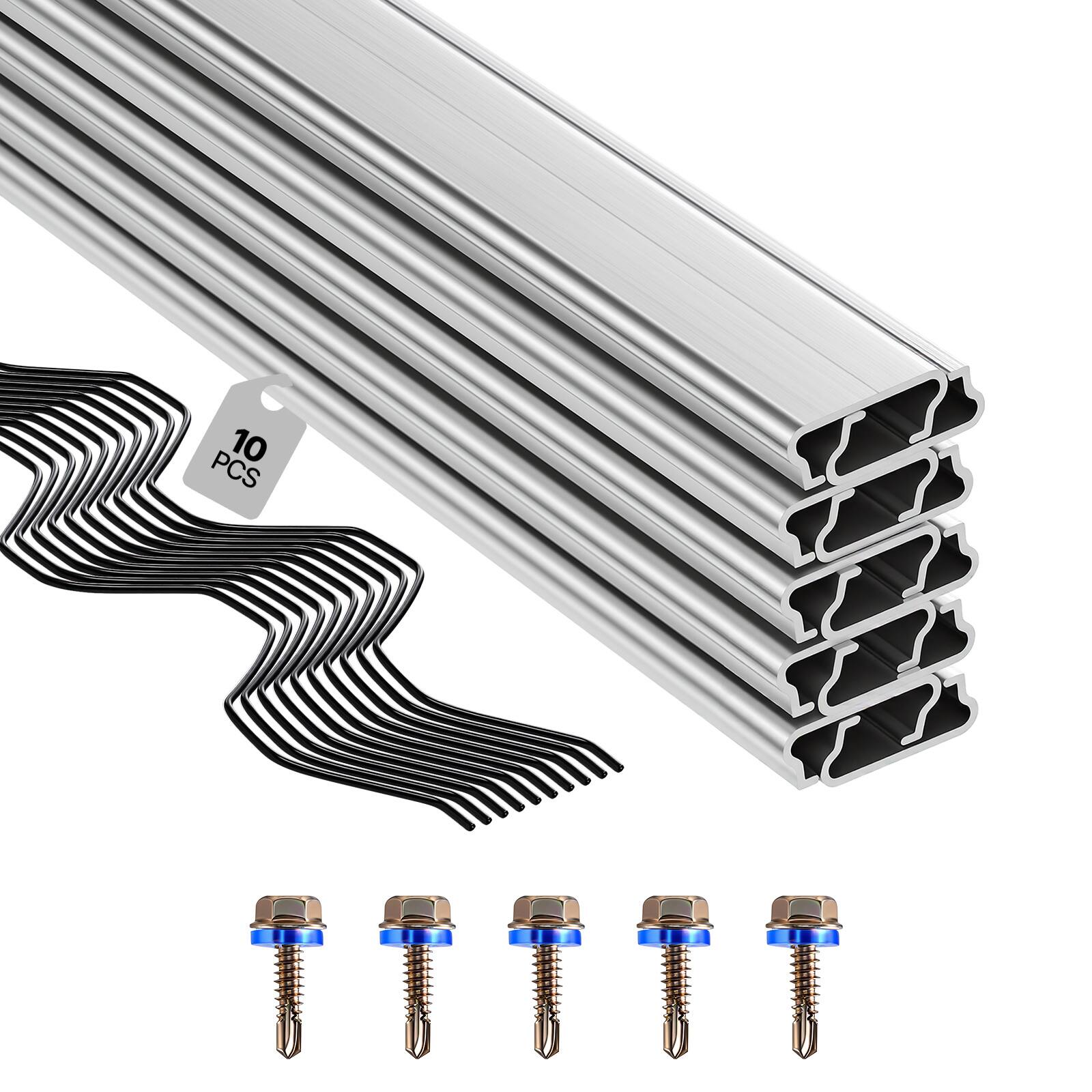 Front. VEVOR - Greenhouse Spring Wire and Lock Channel, 10 Packs 6.56 ft PVC-Coated Wiggle Wire & Aluminum Alloy Channel Bundle Kit - Silver.
