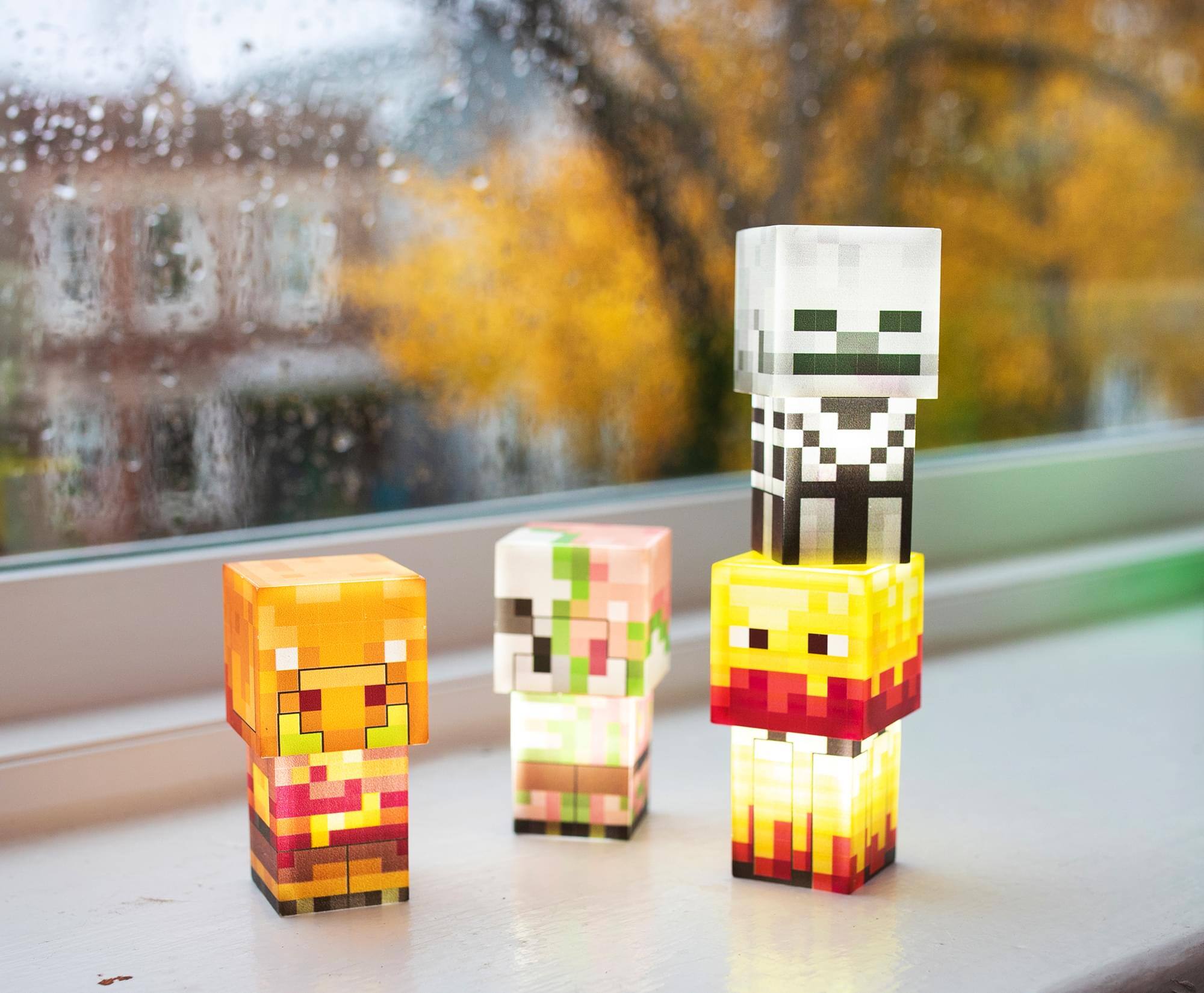 Alt View 2. Ukonic - Minecraft Mini Mob Figure Mood Lights | Skeleton, Blaze, Piglin, Zombified Piglin - Blue.