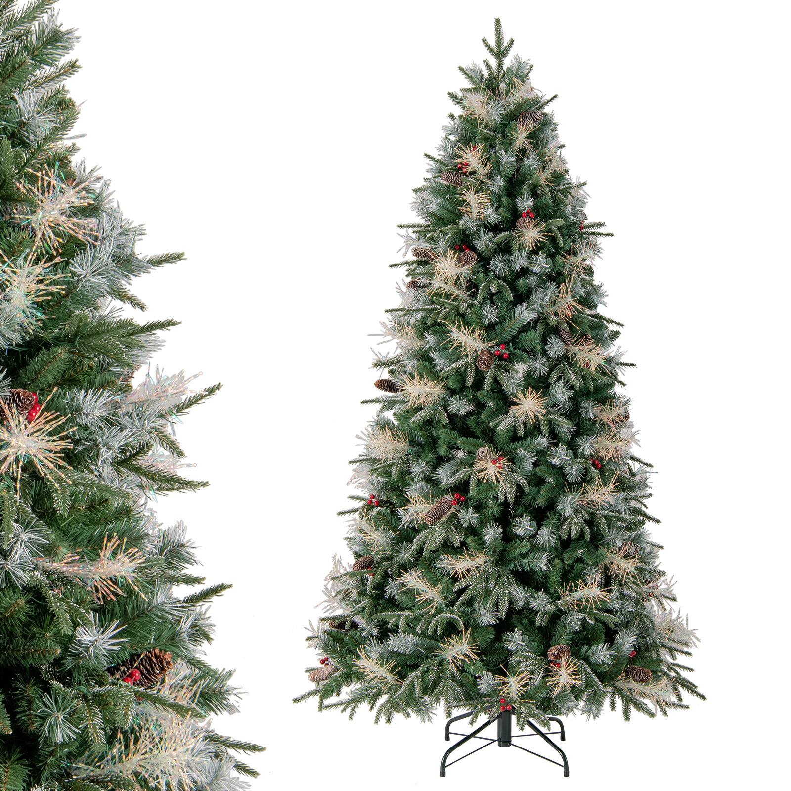 Alt View 9. Costway - Costway 7 FT Artificial Christmas Tree with 1072 Branch Tips, 350 Warm White LED Lights - Green.