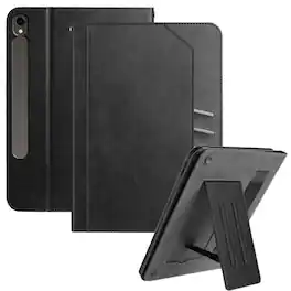 Dteck - Retro PU Leather Folio Case for Samsung Galaxy Tab S10 FE & S9 FE 10.9" 2025&2023 (SM-X520/X510),Shockproof Flip Cover - Black