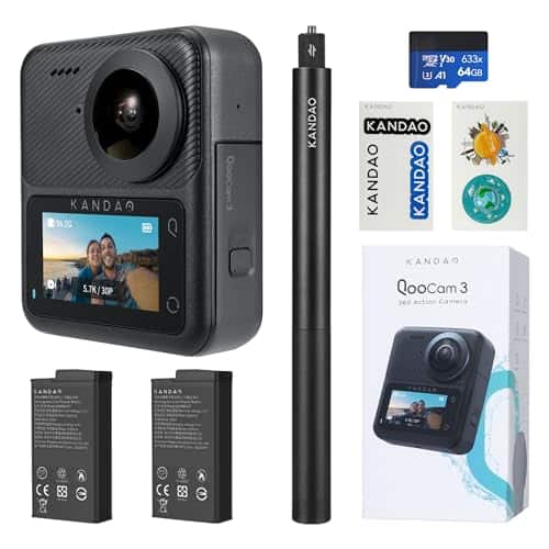 AO - Kandao QooCam 3 360° Action Camera - Travel Combo - Black