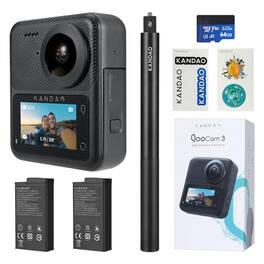AO - Kandao QooCam 3 360° Action Camera - Travel Combo - Black