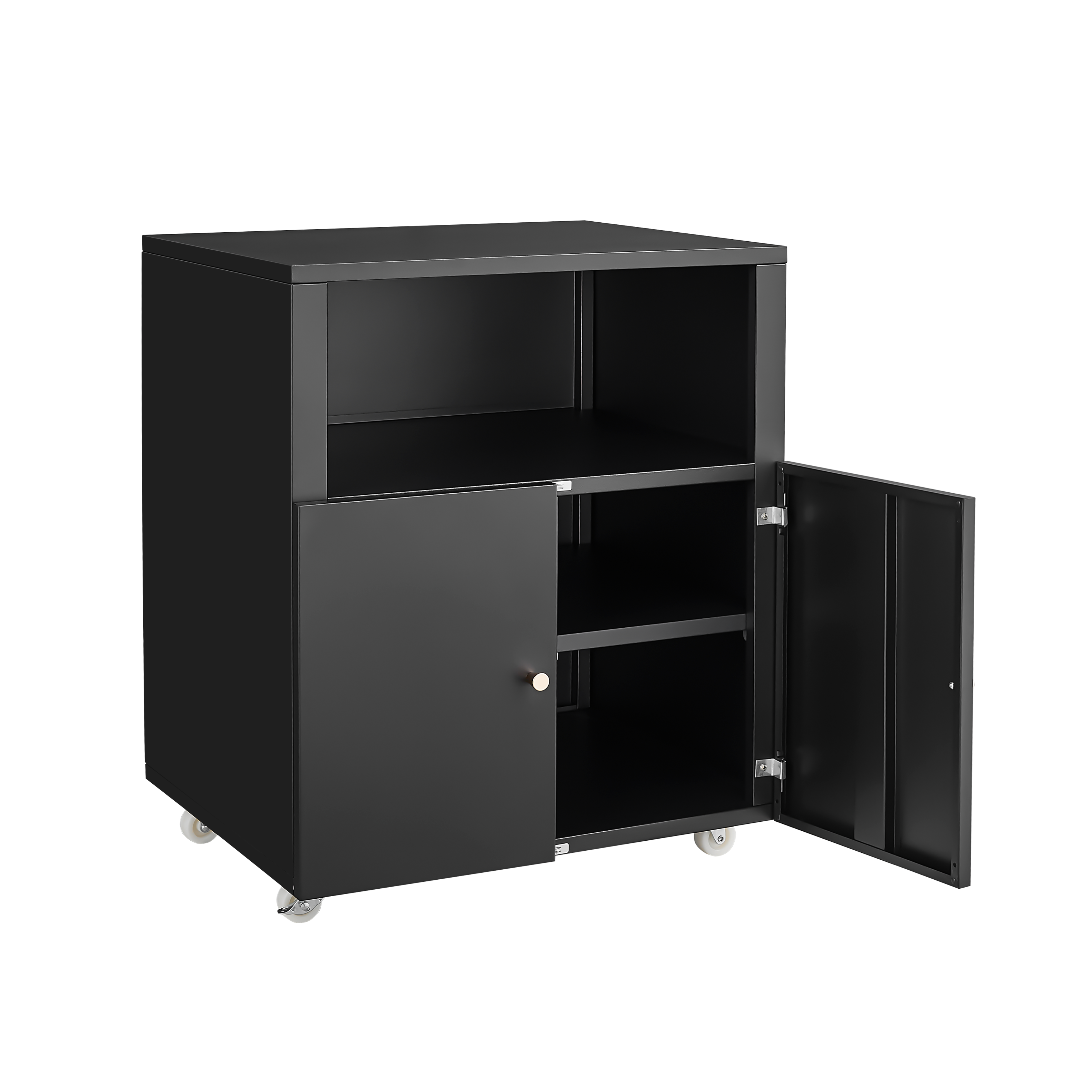 Alt View 8. GOODSILO - Mobile Printer Stand with File Cabinet - Rolling Printer Table with Storage Shelf for Home Office - Black.