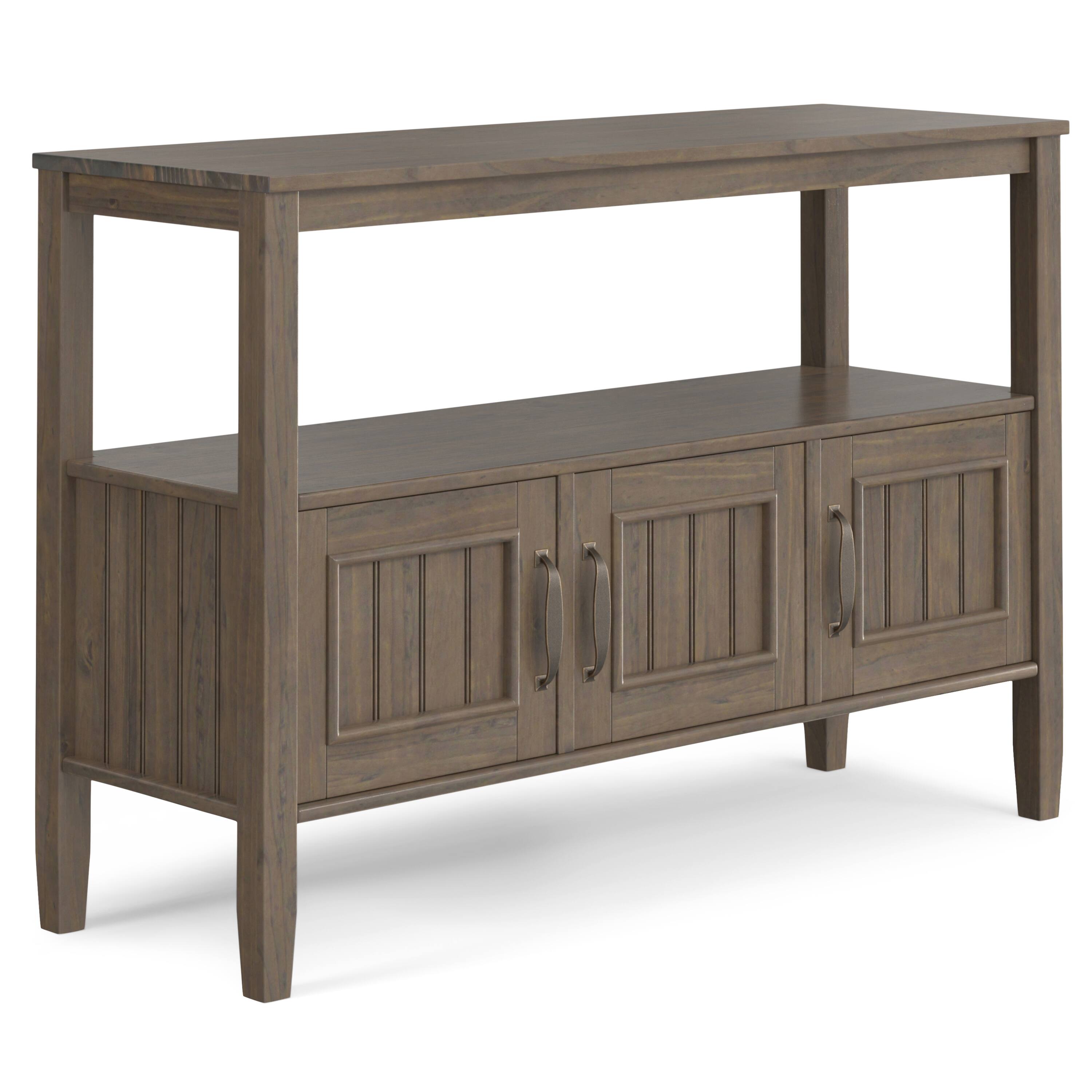 Front. Simpli Home - Lev SOLID WOOD 48 inch Wide Contemporary Console Table in Smoky Brown - Smoky Brown.