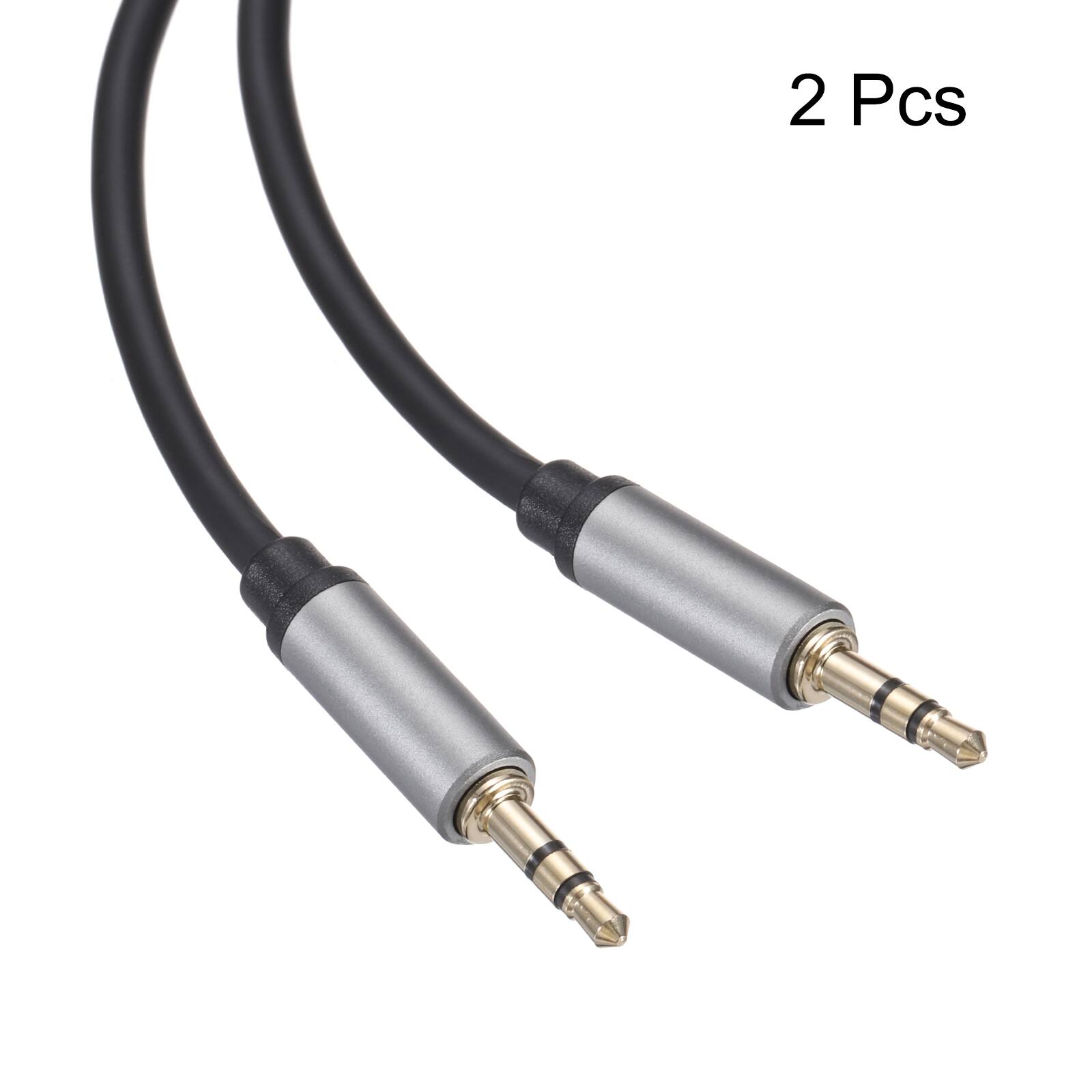 Alt View 2. Unique Bargains - 2pcs 3.5mm Aux Cable, 3 Pole Nylon Braided Male to Male for Earphone Smart Phone Speaker, Silver - Silver.
