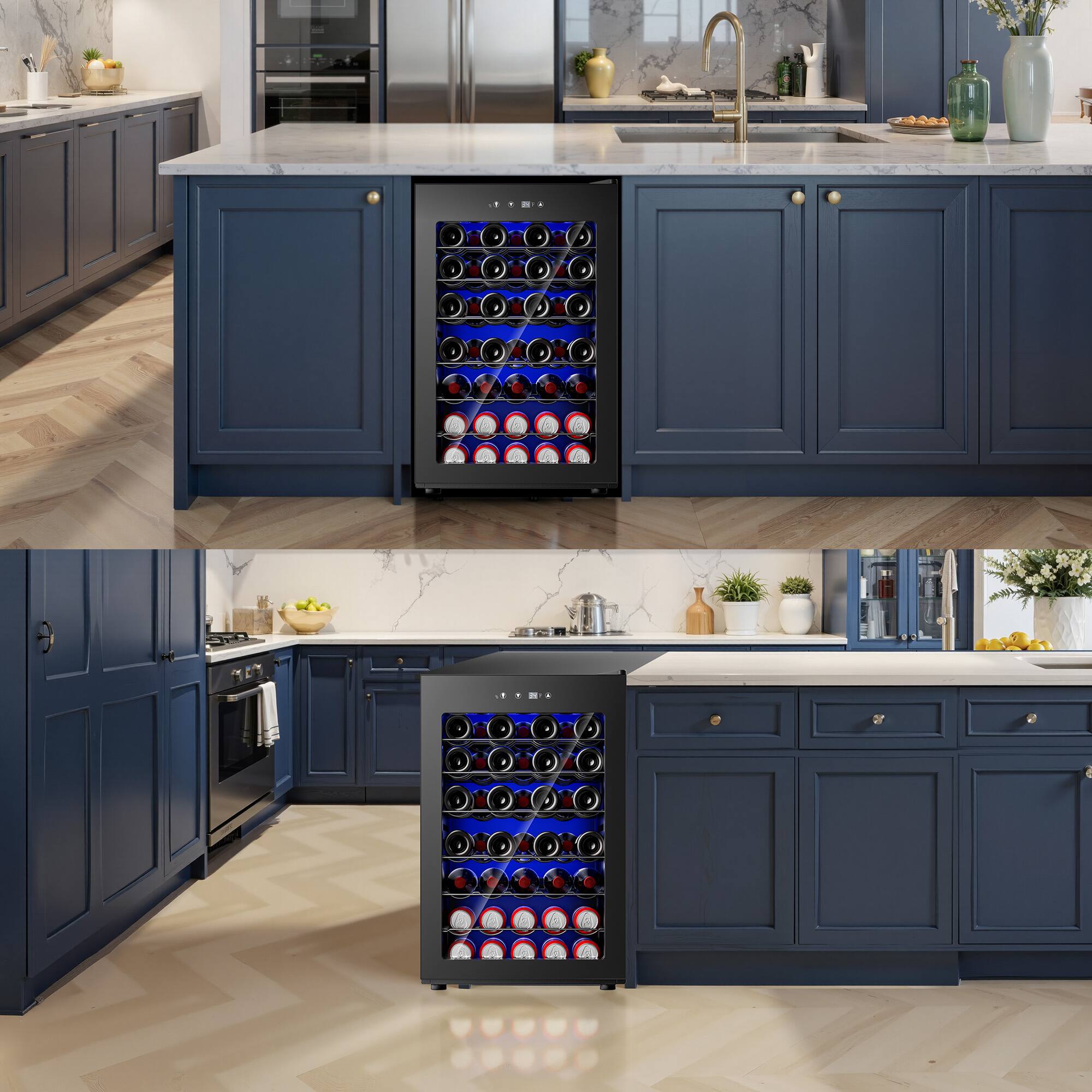 Alt View 4. SIMZLIFE - 45 Bottle Wine Cooler Refrigerator,Built-in Wine Fridge with Stainless Steel Glass Door,Ideal for Home, Kitchen & Office - Black.