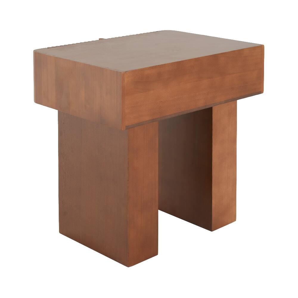 Alt View 6. Loheer - Loheer Wood End Table with Drawer Mid-Century Side Table Walnut Nightstand Fluted Accent Table for Living Room Bedroom - Walnut.