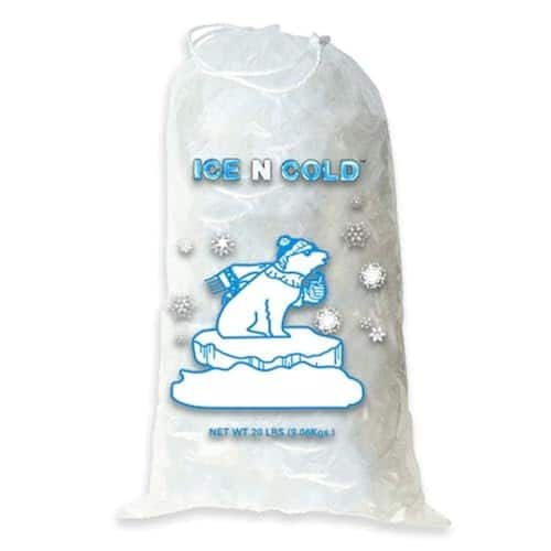 Vulpecula Spade - Ice Bags with Drawstring Closure | 20lb, 100ct/cs | 50 mic Thickness | Portable Storage and Freezer Keeper - ‎QTY: 100