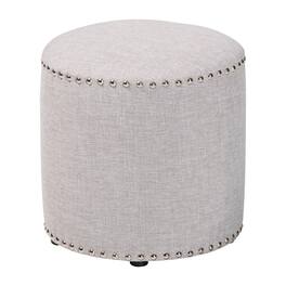 Baxton Studio - Rosine Modern and Contemporary Fabric Upholstered Nail Trim Ottoman - Light Gray