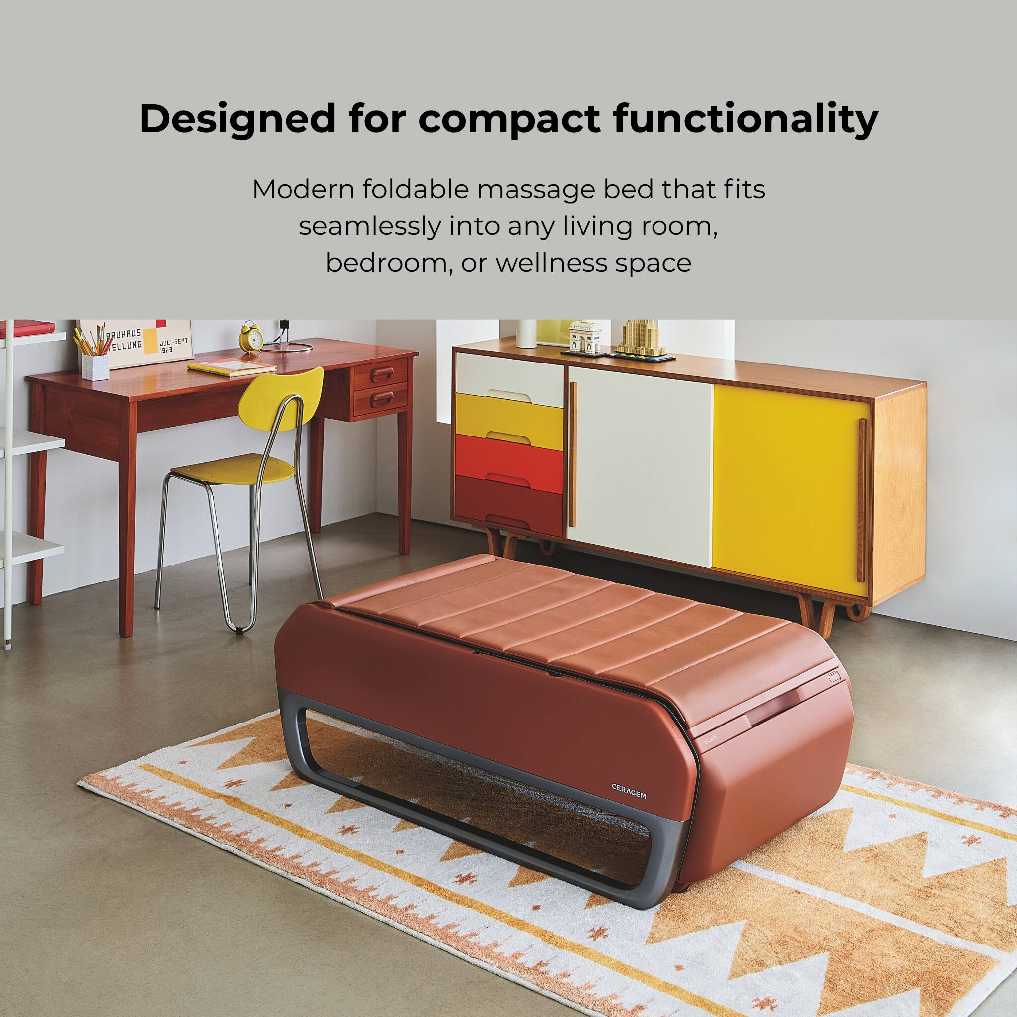Designed for compact functionality
Modern foldable massage bed that fits seamlessly into any living room, bedroom, or wellness space
ONRUS JASN - M FLLUNG 1 CERACEM