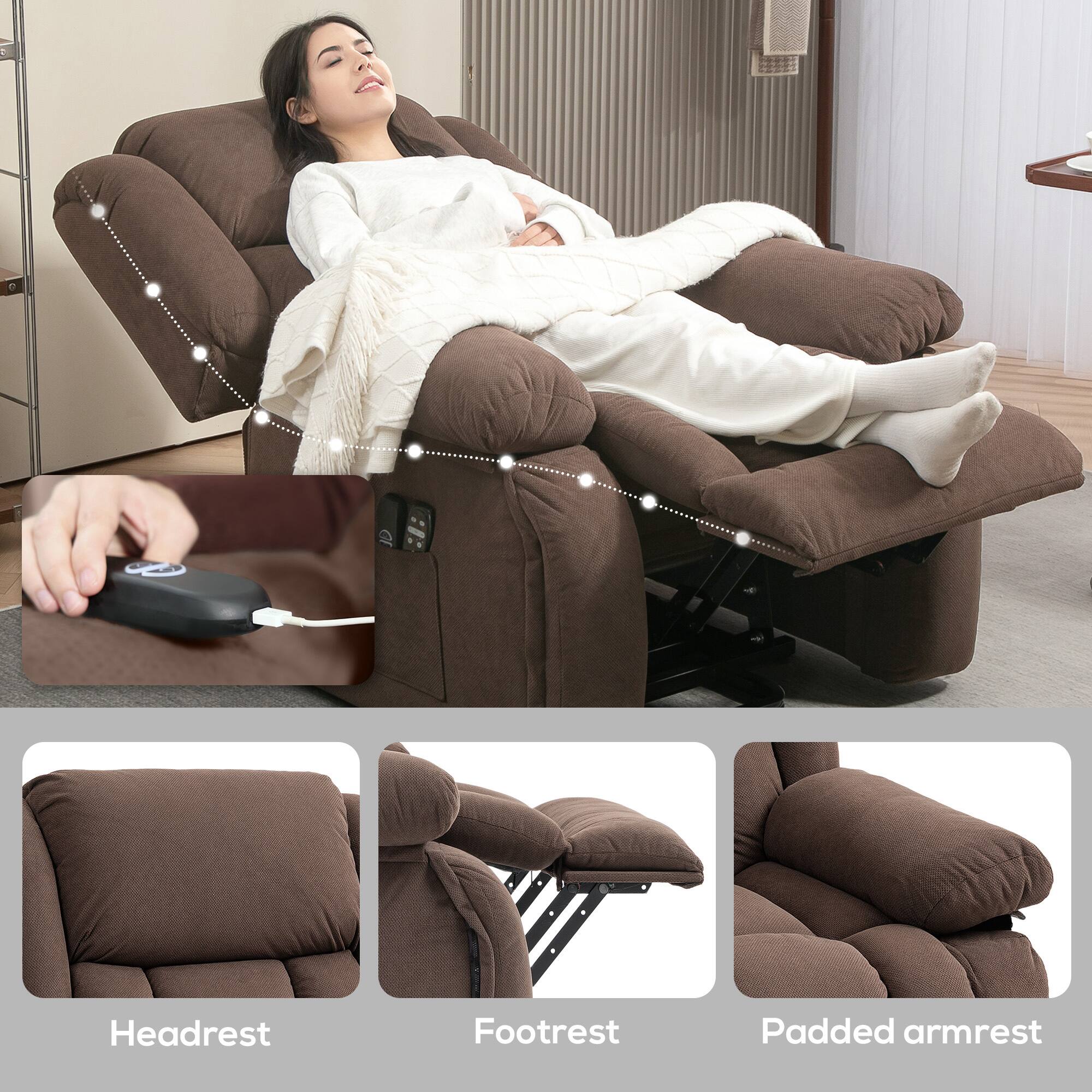 Headrest, Footrest, Padded armrest