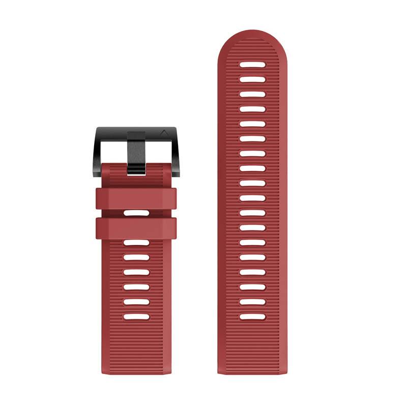 Left. StrapsCo - Endurance Band QuickFit 26 Silicone Rubber Watch Strap For Garmin Tactix 7 - Red.