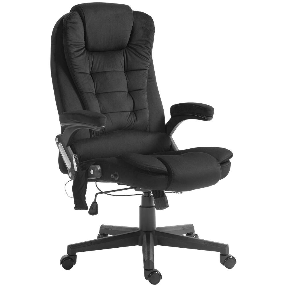 Alt View 7. Loheer - Loheer Massage Office Chair with Heat Vibrating Velvet Black - Black.