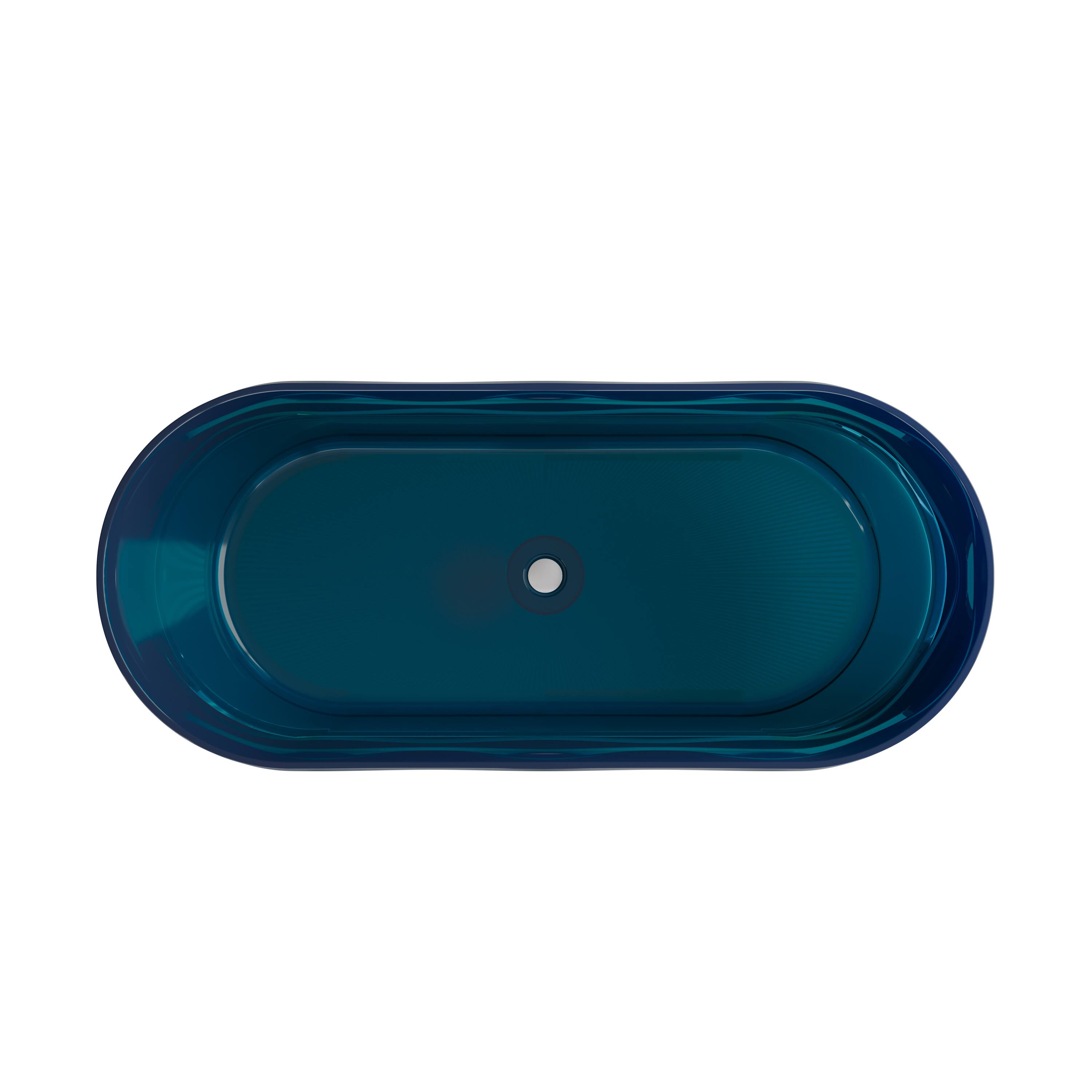 Alt View 8. WELLFOR - OLA 62 in x 27 in Resin Solid Surface Flatbottom Freestanding Soaking Bathtub with Center Drain - Flowing Blue.