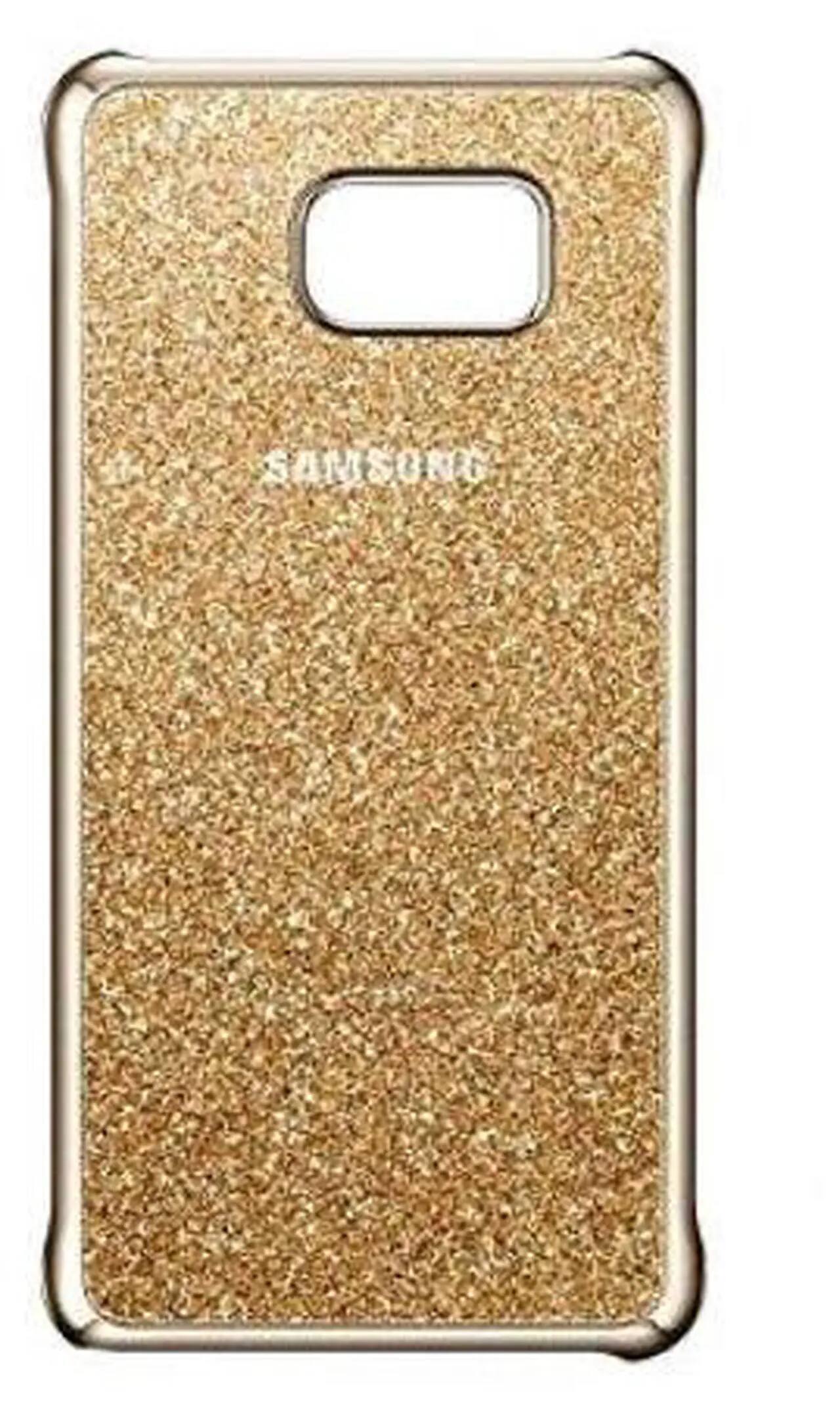 Angle. Samsung - Original Samsung Galaxy Note 5 Glitter Protective Back Cover Case I Color: Gold - Gold.
